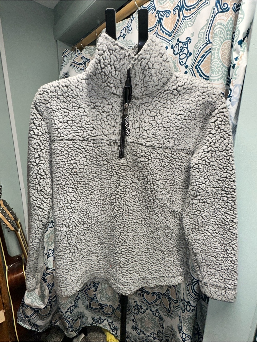 boxercraft Women's Light Gray Sherpa Quarter-Zip Pullover
